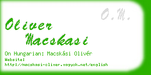 oliver macskasi business card