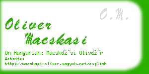 oliver macskasi business card